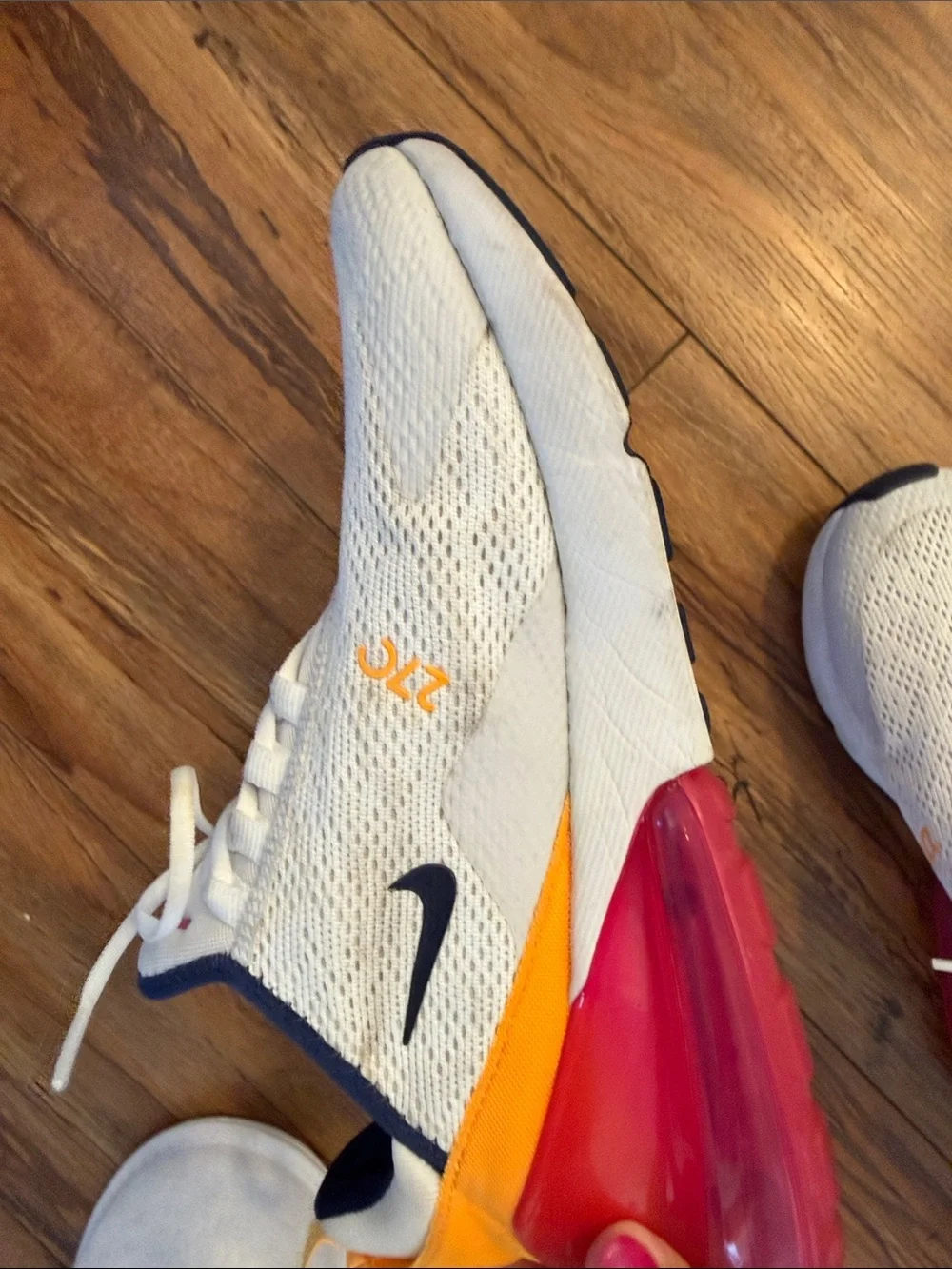 Nike Kids Air Max 270 White with Pink and Yellow Accents